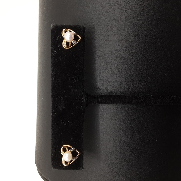 10K Yellow and White Gold Pearl Earrings - Picture 5 of 14